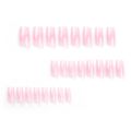Simple Pink White Halo Dyeing Long Square Nails Detachable Full Cover Finished False Nails Press on Nails with Glue. 