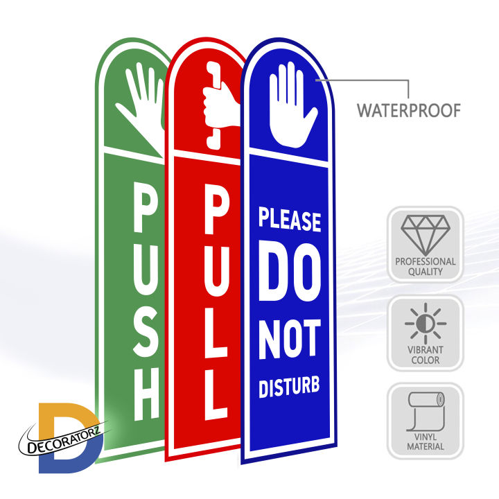 PUSH PULL Do Not Disturb Door Sign 2.25"x7" Sticker Decal Vinyl Business Store, Mall, Mart, Shops & more places