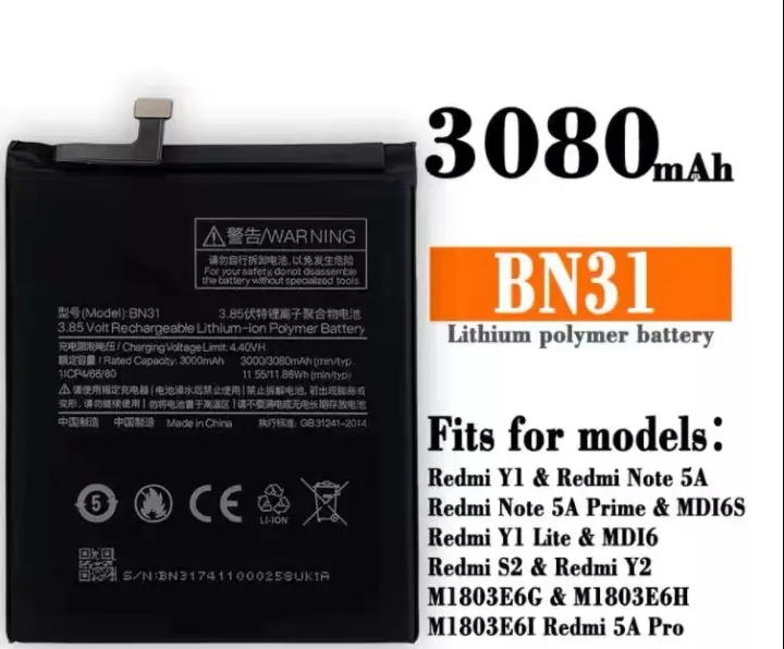Xiaomi%20Note%205A%20/%20Note%205A%20Pro%20Battery%20Replacement%20BN31%20Battery%20with%203080mAh%20Capacity%20_%20Black%20-%20Image%205