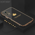 Hontinga for Infinix Note 11 Pro / Note 11S Back Cover（Free Lanyard）Luxury 6D Plating Maple Leaf Side Pattern Case Soft Silicone Square Phone Cases. 