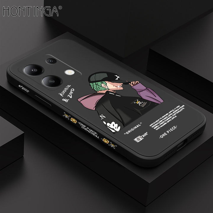 Hontinga for Redmi Note 13 Pro 4G Back Cover Green Hair Boy Side Design Phone Case Square Soft Liquid Silicone Mobile Cover