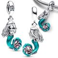 The Little Mermaid Ariel Shell Dangle Charm for Women Original PANDORA bracelet Pendant Necklace DIY Jewellry. 