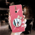 For OPPO F11 Back Cover + Bowknot Makeup Mirror Fashion Shiny Plating Square Bumper Bling Girls Phone Case Soft TPU Silicone Shockproof Back Cover. 