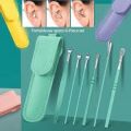 Ear Wax Removal Kit, 6 Pcs Earwax Removal Tool, Ear Cleaning Tool Set Stainless Steel Ear Pick with PU Storage Bag, Reusable Ear Cleaner Spring Spiral Earwax Remover for Kids Adults. 