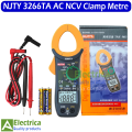 Digital Clamp Meter NJTY DC/AC Volt AC Amp Diode NCV Multimeter Ammeter3266TA  (Test Leads & Battery included) by electrica. 