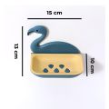 Flamingo Shape Soap Box, Self-Adhesive Soap Holder Dish - PP Plastic, Stylish and Durable Bathroom Storage Tray (1pc). 