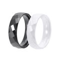 new 6MM Light Luxury Ceramic Ring White Black Square Curved Anti oxidation Ceramic Ring finger ring 643. 