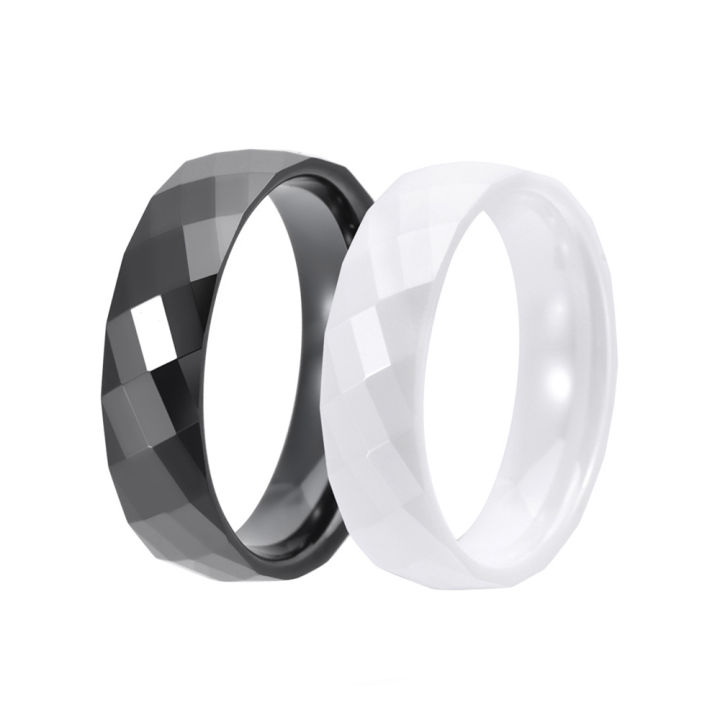 new 6MM Light Luxury Ceramic Ring White Black Square Curved Anti oxidation Ceramic Ring finger ring 643