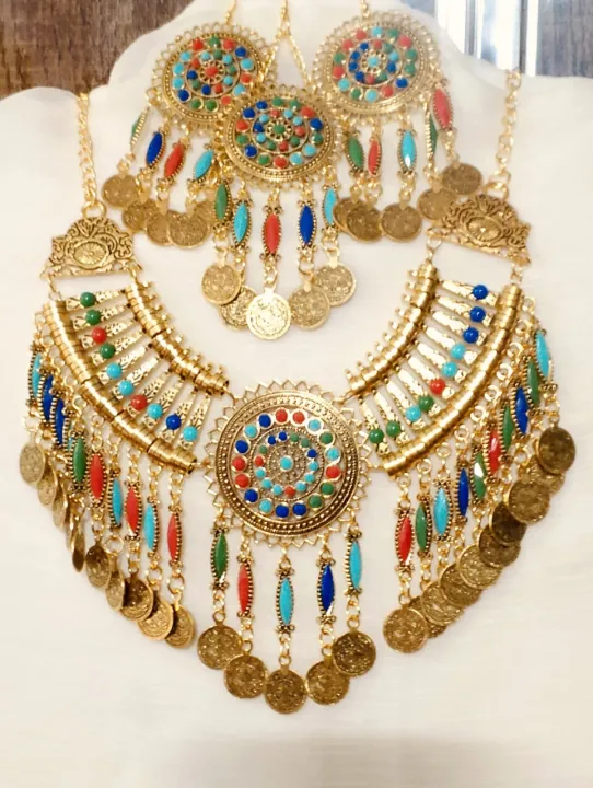 Afghani%20Jewelry%20Set%20%E2%80%93%20Colorful%20Handmade%20Gold-Plated%20Necklace,%20Earrings%20with%20or%20without%20Tikka%20for%20Women,%20Traditional%20Set%20-%20Image%204