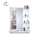 Unique Rectangular Dressing Wall Mirror with Shelves Wall Hanging Dressing Mirrors White DIY Wall Mounted Dressing Table, Wall Mirror with Shelf. 