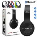 P47 Wireless Blue Headphones Bluetooth Headset Foldable Stereo Gaming Earphones With Microphone Support TF Card For ALL Mobile Phone Jack Support With SD Card Options. 