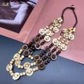Multicolor Bohemian Necklace Wood Bead Necklace Choker Pendant Tribal Necklace Layered. 