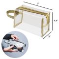 Clear Cosmetic Bag Makeup Bag Zipper Cosmetics Bag Transparent Travel Storage Carry Pouch PVC Zippered Toiletry Bag Organizers With Handle For Vacation Travel, Bathroom - Pink - 1 Pc. 