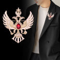 Russian double-headed eagle badge domineering animal crown eagle brooch men's suit jacket pin alisell foreign trade chest. 