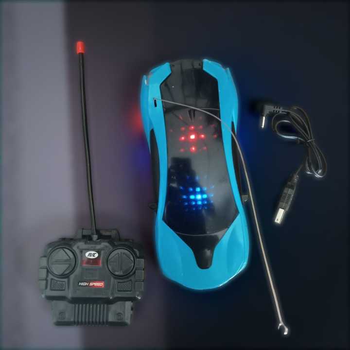 Super Remote Control RC Wireless Car – Medium Size, Fantastic Design, Dual Color Options, 3.7V Rechargeable Battery, Charging Cable, 3D Multi Flickering Lights /  super rc car, remote control car, rechargeable rc toy, wireless rc racing car