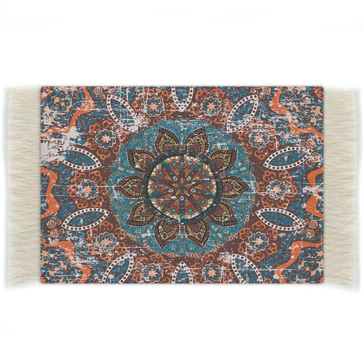 Rubber Persian Carpet Coaster Rubber Base Woven Mouse Pad Desk Mat for Office Use Home Decor Computer Users Desk Protection