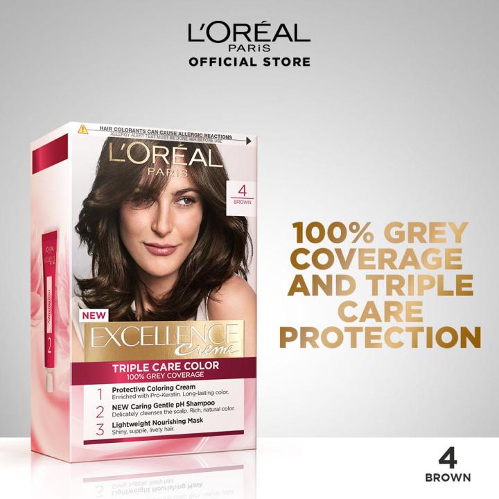 LOreal Paris Excellence Creme - 4 Brown Hair Color, Excellence Triple Protection Seals, Replenishes And Conditions Your Hair