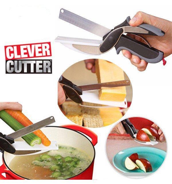 Best Quality 2 in 1 Clever Cutter Food Chopper Kitchen Scissors Smart Kitchen Shears Vegetable Slicer Dicer with Cutting Board
