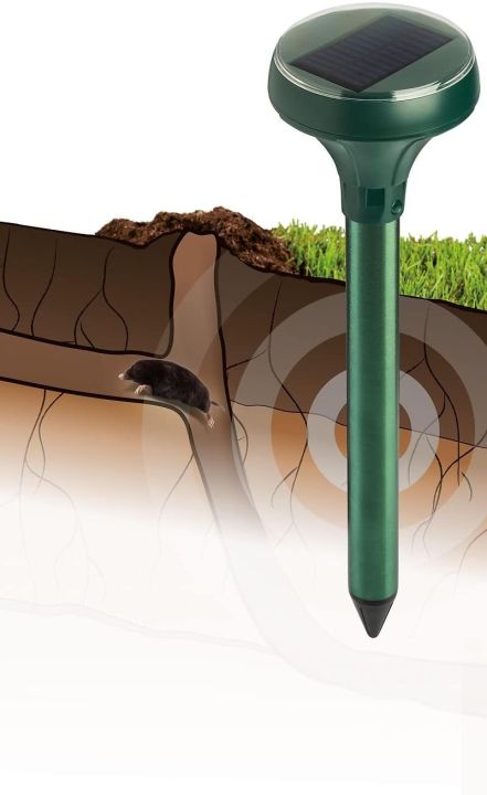 GARDEN MOLE/ RODENT & PEST  REPELLER - NO NEED FOR POISON OR TRAPS - SOLAR-POWERED- MADE IN GERMANY