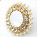 White Pearl & Mirror Wedding Ring-box Free. 