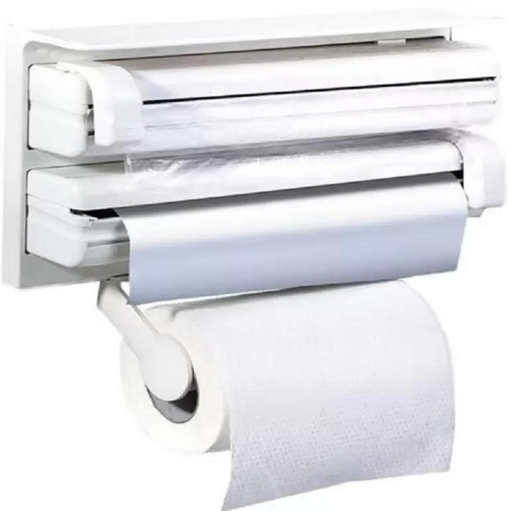 3 In 1 Triple Paper Dispenser Tissue Paper Foil Paper Cling Cutter Kitchen Tool