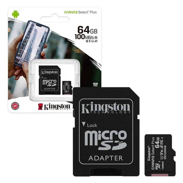 Kingston 64GB Original Canvas Select Plus Micro SD Memory Card with Adapter - 5 Year's Warranty