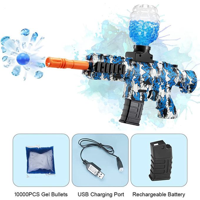 M416 Gel Blaster with silencer  65 meter range Electric Toy Gun - 10,000 Gel Balls (Assorted Colors)