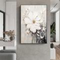 Large 3D Textured Abstract White Flower Painting Print Original Flower Canvas Wall Art Home Decor Minimalist Custom Painting Ready to hang. 