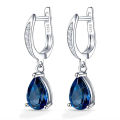 Radiant Jewelicious 925 Sterling Silver Waterdrop Shaped Blue Zircon Earrings for Women: Perfect Wedding Jewelry and Delightful Girl Gift - Pendientes Oorbellen. 