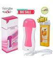 Waxing kits Pink Roll-on Refillable Depilatory Wax Heater Waxing Hair Removal Tools Portable Machine 5 in 1 Kits with 3 hard Wax bar. 