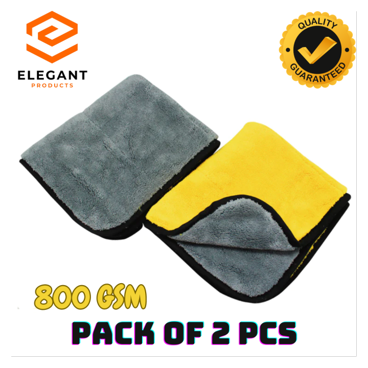 Micro Fiber Cleaning Cloth 800 GSM 40x40 Cm Double Side Microfiber Towel Duster Car Care Dusting Cleaning Detailing Bike Kitchen Other Extra Thick Rag Super Plushed Absorbent Towels Reusable Lint Free Pack of 2