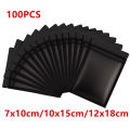 100x Zip Bag Black Aluminum Mylar Foil Pouch Heat Sealer Food Storage Bag Package. 