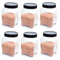 BLACK CAP LEAF DESIGN - 90 Mm Wide Mouth Storage Jar 1 kg - FOOD GRADE Pet Plastic - PACK OF 12 PCS. 