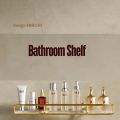 Bathroom Shelf With Hand Towel Bar, Rectangular Wall Mounted Shower Storage Extra Thick Acrylic, Brushed Gold Finish Bathroom Wall Shelf, Bathroom Kitchen Storage Organizer, Makeup Hanging Corner Living Room Storage Organizer. 