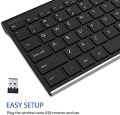 Arteck 2.4G Wireless Keyboard Stainless Steel Ultra Slim Full Size Keyboard with Numeric Keypad for Computer/Desktop/PC/Laptop/Surface/Smart TV and Windows 10/8/ 7 Built in Rechargeable Battery. 