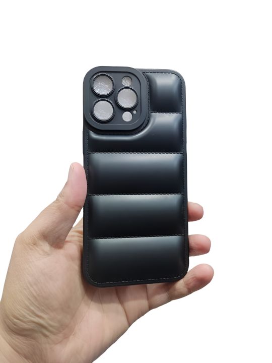 iPhone 14 Pro Max Cover High Quality Soft Puffer Down Jacket Camera Protection Back Case Cover
