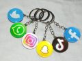 Social Media Icon Keychain/ Facebook Logo Keyring/ Twitter Bird Keychain/ TikTok Logo Keychain. 