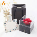Preserved Rose Flower Design Ring Necklace Display Holder Jewelry Storage Box. 