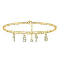 Fashion Women Rhinestone Birth Year Anklet Foot Ankle Chain Pendant Jewelry Gift. 