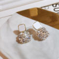 Women Vintage Square Earrings Fashion New Purple and white Square Geometric Earrings  Versatile Earrings. 
