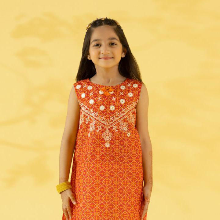 Sapphire Kids - Girls Embroidered Zari Lawn Shirt
