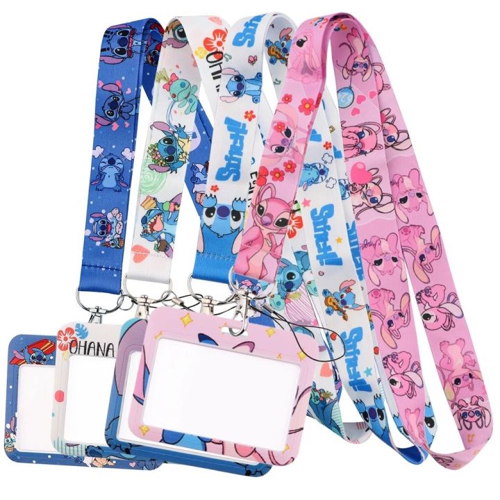 Blue Alien Stitch Bank Card Phone Strap Neck Strap ID Card Keychain Phone Lanyard Stitch Lanyard Card Holder Badge Holder