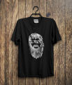 Black Color Respect The Beard Printed T-Shirt. 