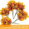 Maple Leaves Branches Autumn Leaves 5 Bundles Fall Decorations Outdoor UV Resistant Greenery Shrubs Plants  Indoor Outside Hang Planter Home Garden Decor. 