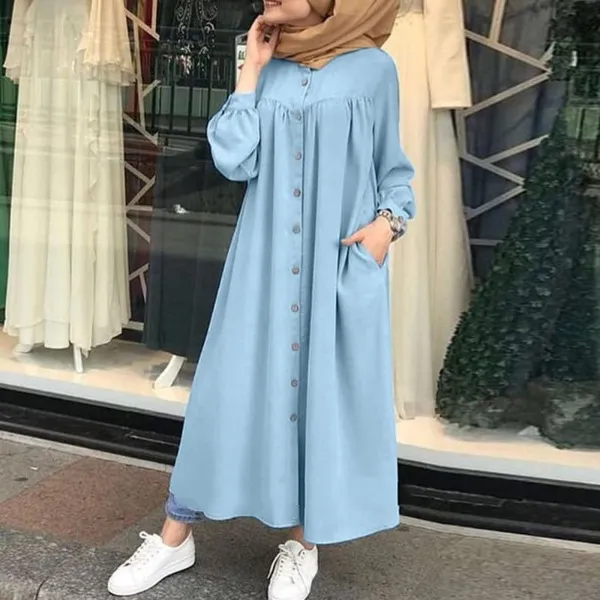 Short%20Coat%20Abaya%20front%20open%20buttons%20Solid%20Color%20Long%20Sleeve%20Shirt%20Dress%20Casual%20Pocket%20Robe%20Abayas%20For%20Women%20Open%20Abaya%20-%20Image%204