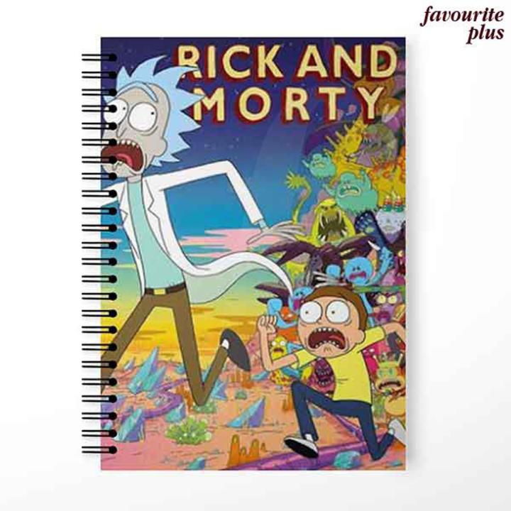 Rick and Morty Cartoon Printed University Notebooks Diary Personalized Customized Cute Spiral Notebook in Pakistan