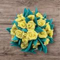 Handmade Polymer Clay Floral basket – Yellow Roses with Green Leaves. 
