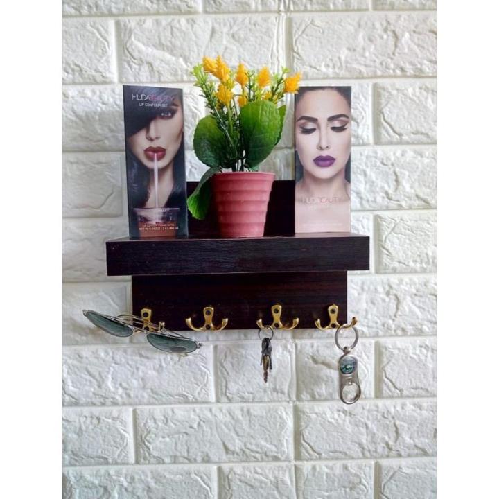 Wall coat key chain rack in Rustic Wood style