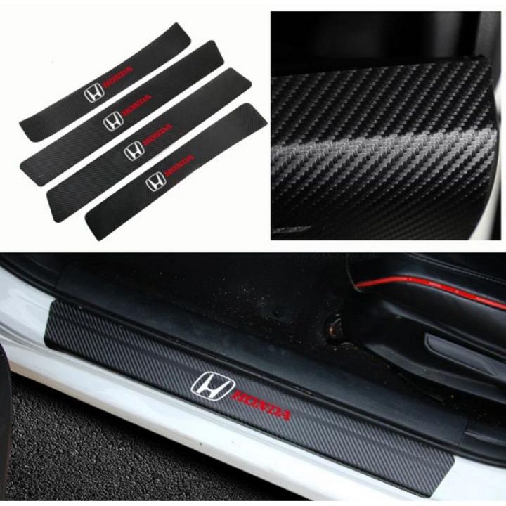 4pcs Honda protectores Car Carbon Door Sill Protector Sticker  Accessories Car Door Sill Threshold Stickers Door Sill Guard Protected Stickers For HONDA Sport Accessories