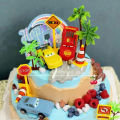 4/6pcs McQueen Car Birthday Cake Decoration Figure Cake Topper Flag Cupcake Topper Car doll gift. 